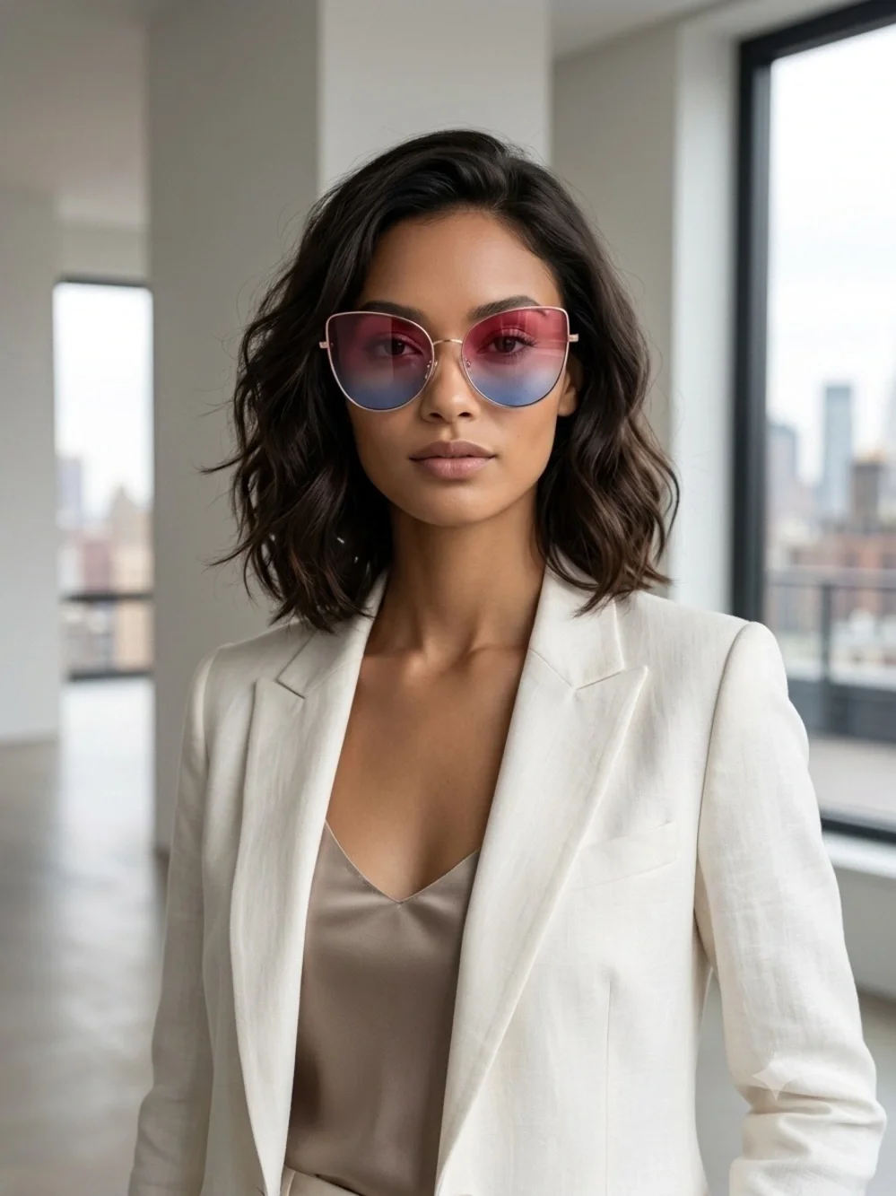 Gradient Pink to Blue Oversized Women's Sunglasses